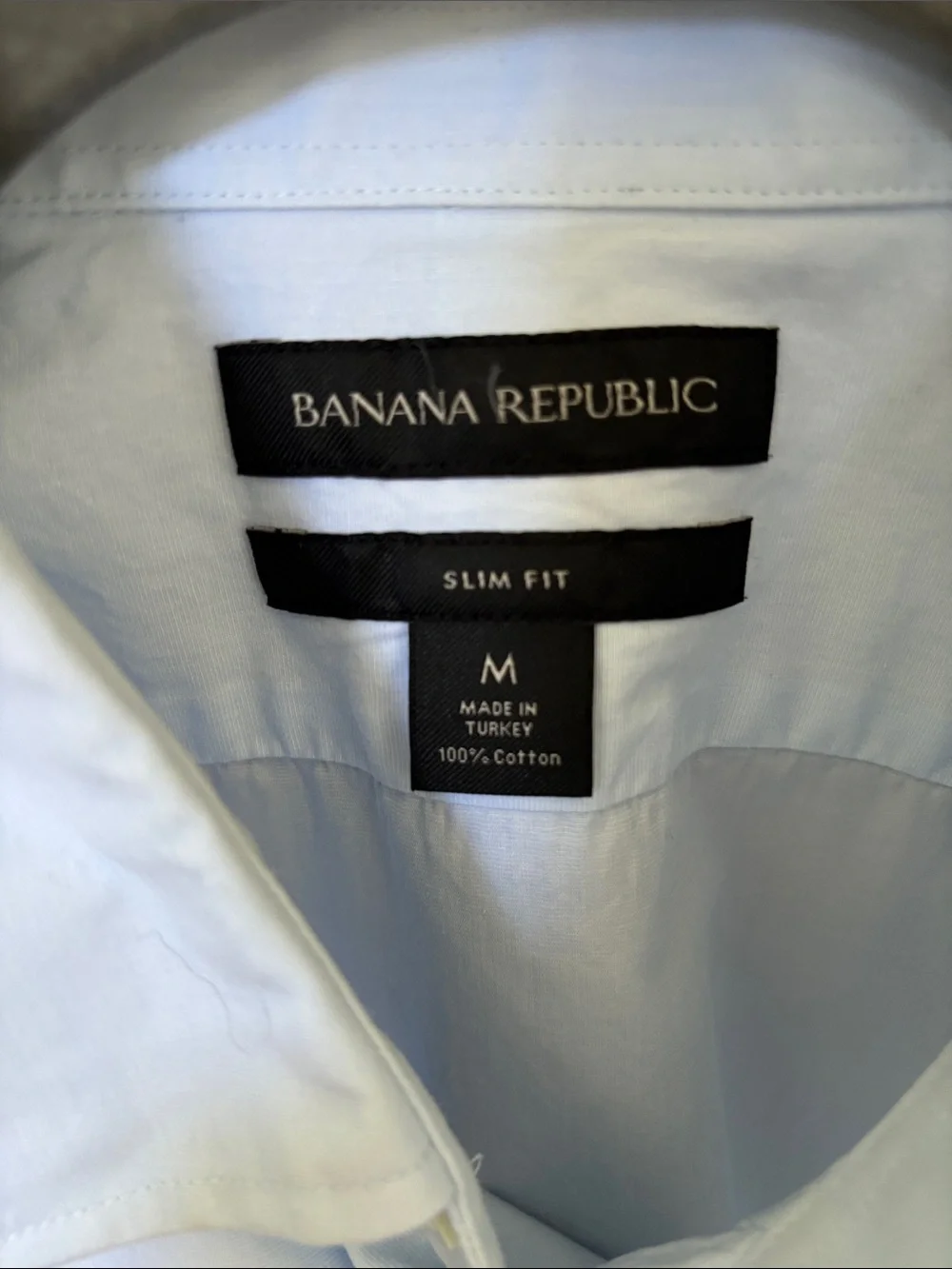 Banana Republic Slim Fit Cotton Poplin Button Front Shirt SZ M Country Blue